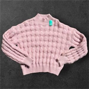 NWT Aster Pink Cable Knit Fluffy Sweater L